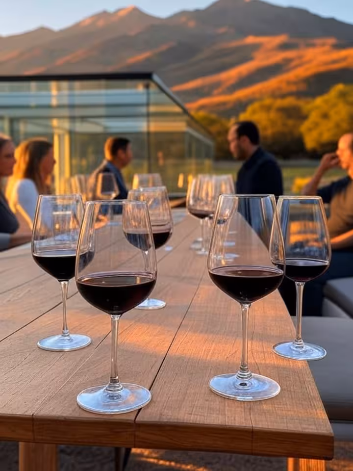Luxury wine tasting experience at boutique Chilean vineyard, Casablanca Valley landscape, modern win